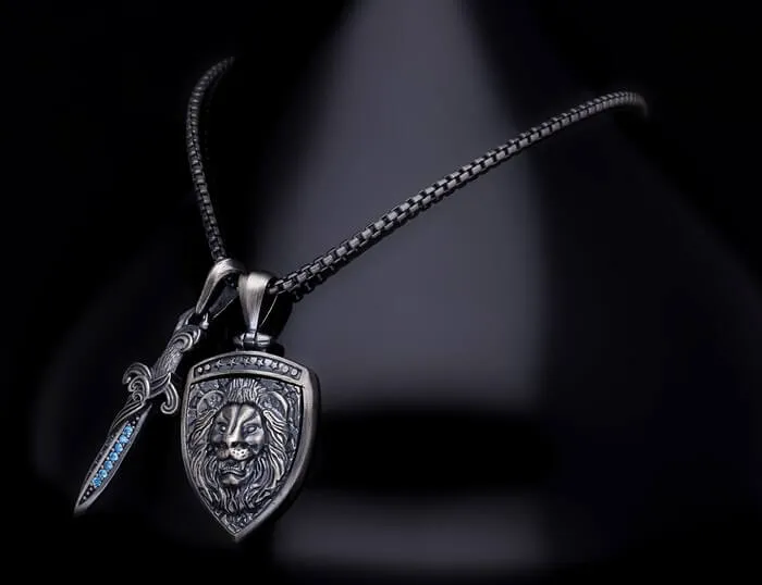 Men’s Sterling Silver Sword & Shield Pendant