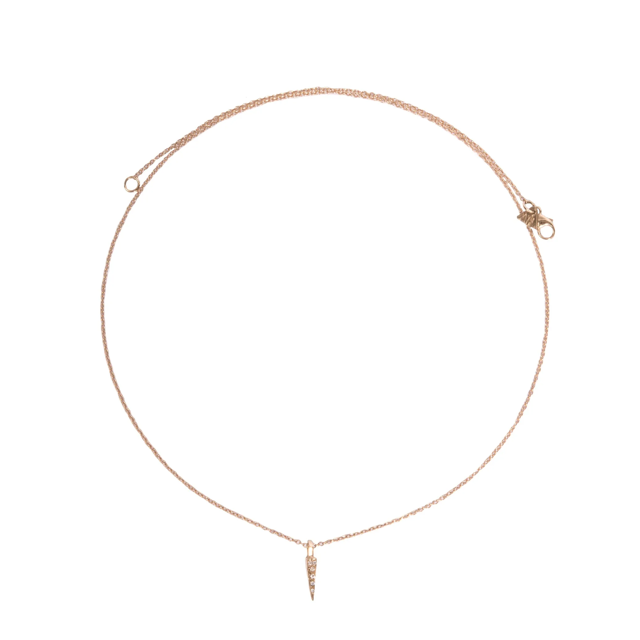 Micro Pave Small Downward Pyramid Spike Necklace