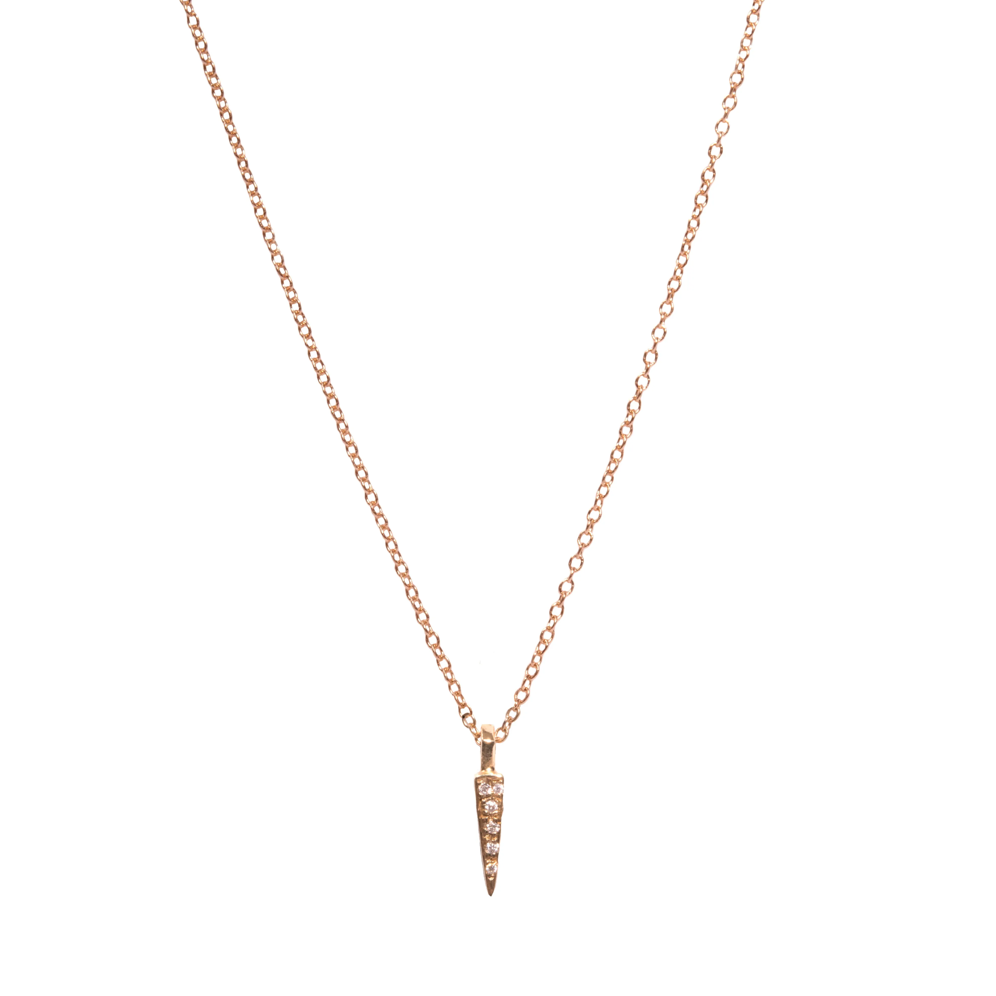 Micro Pave Small Downward Pyramid Spike Necklace