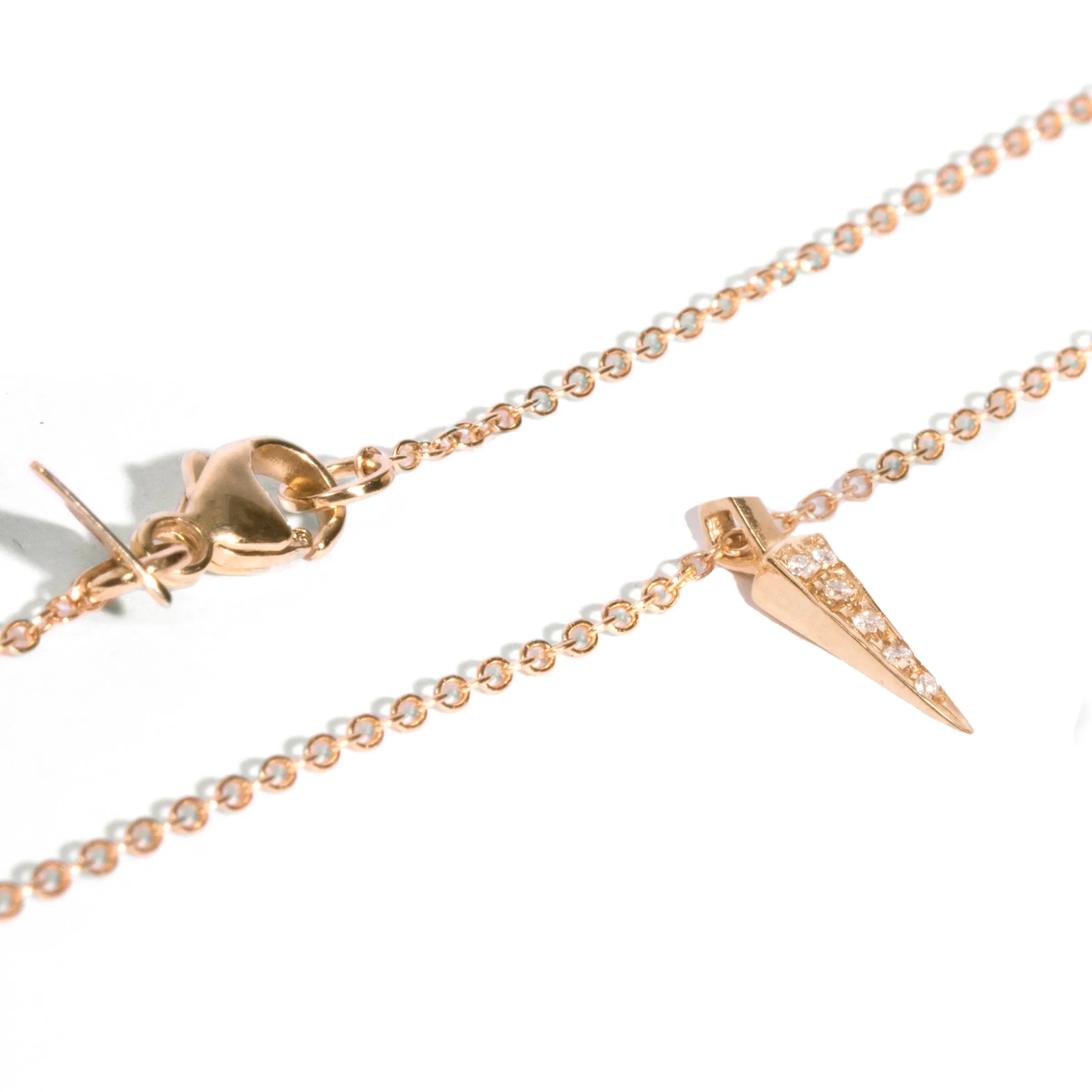 Micro Pave Small Downward Pyramid Spike Necklace