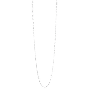 Micro Rectangle Chain Long Necklace - Sterling Silver