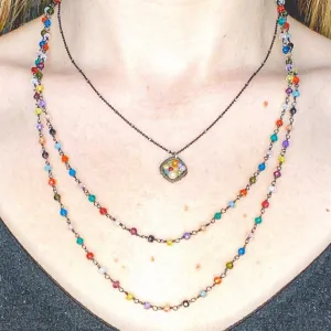 Mini Diamond Shape and Gems Necklace