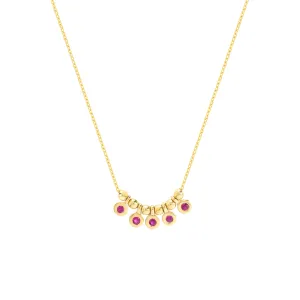 Mini Ruby Bezel and Bead Station Necklace
