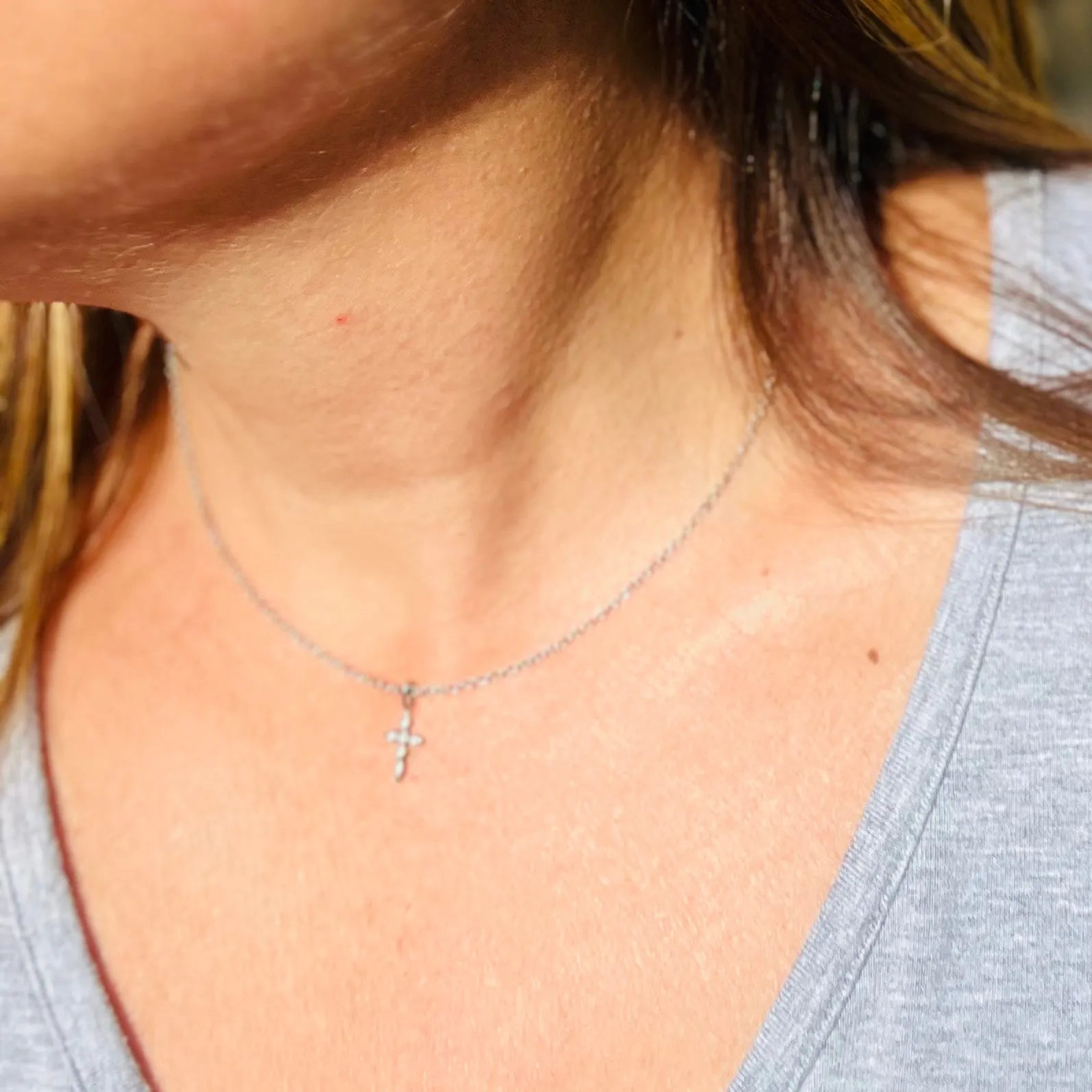 Mini Zircon Cross Necklace