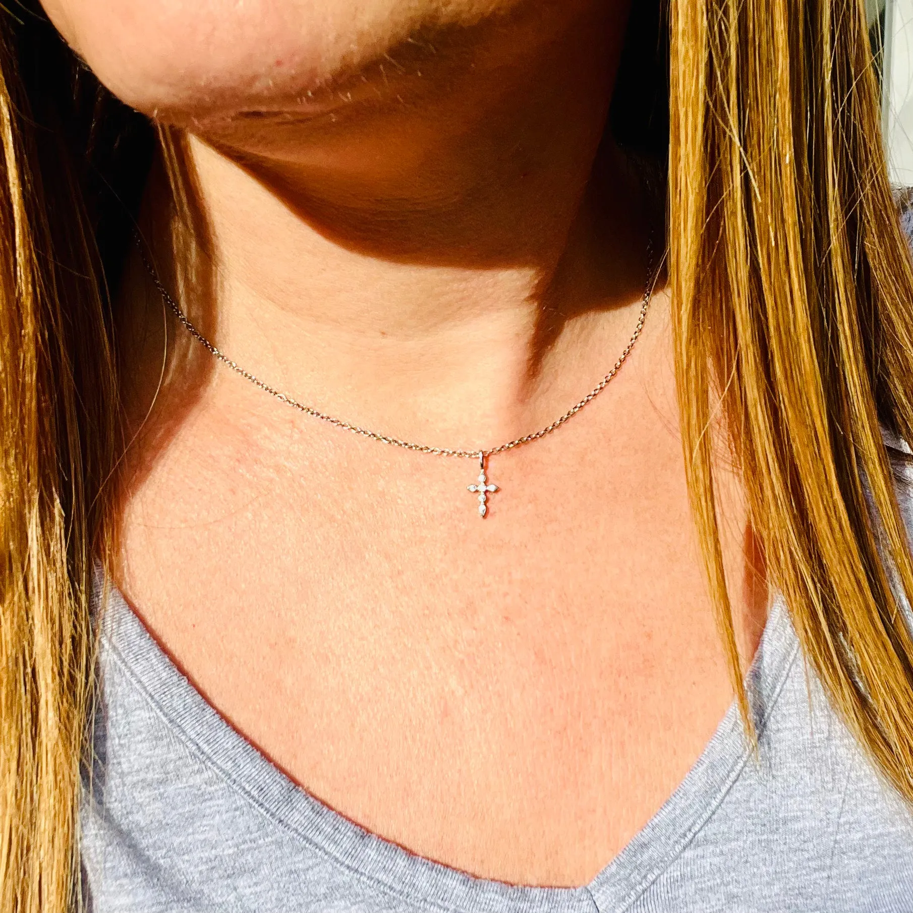 Mini Zircon Cross Necklace