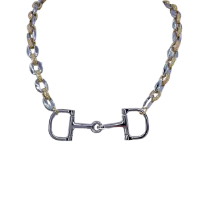 Mixed Metal Chain With Vintage Sterling Plated Horse bit Necklace