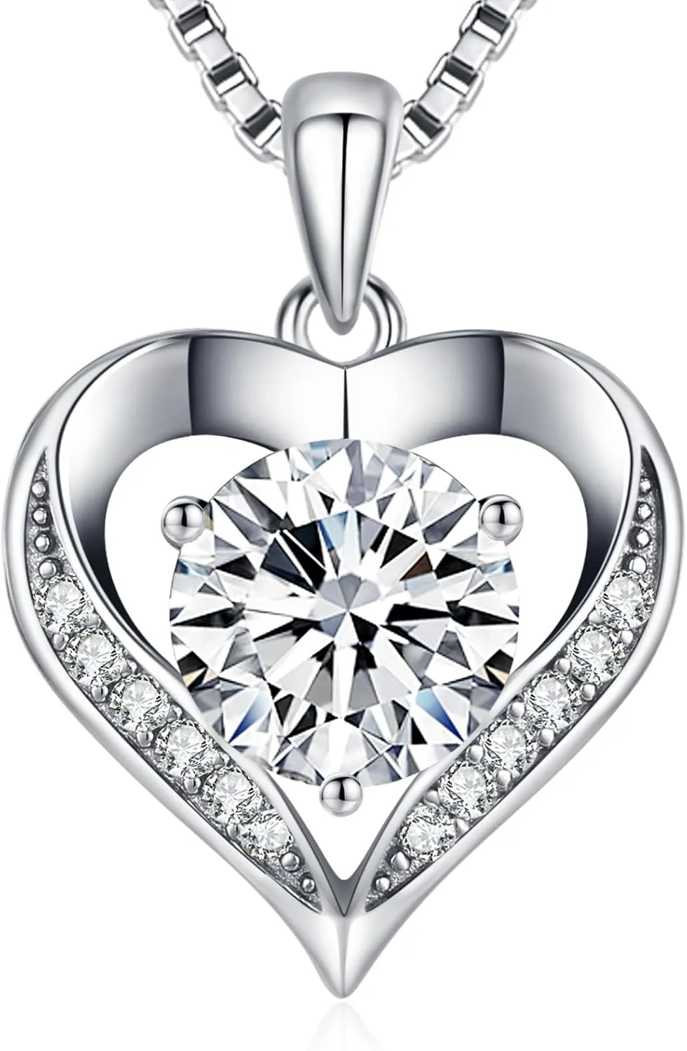 Moissanite Necklace for Women, 1-3 Carat Moissanite Heart Necklace Engraved with 'I LOVE YOU', Birthday Gift for Wife, Anniversary Present for Wife Women, Jewelry Gift for Girlfriend Mom Girls