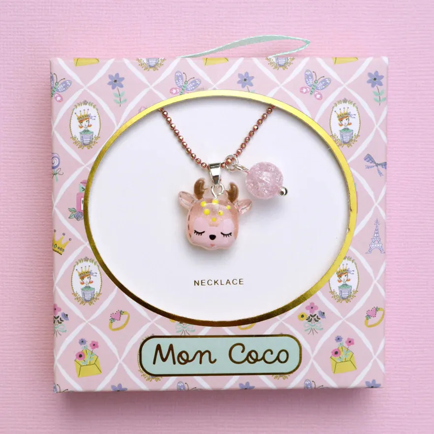 Mon Coco Christmas Necklace - Pink Reindeer