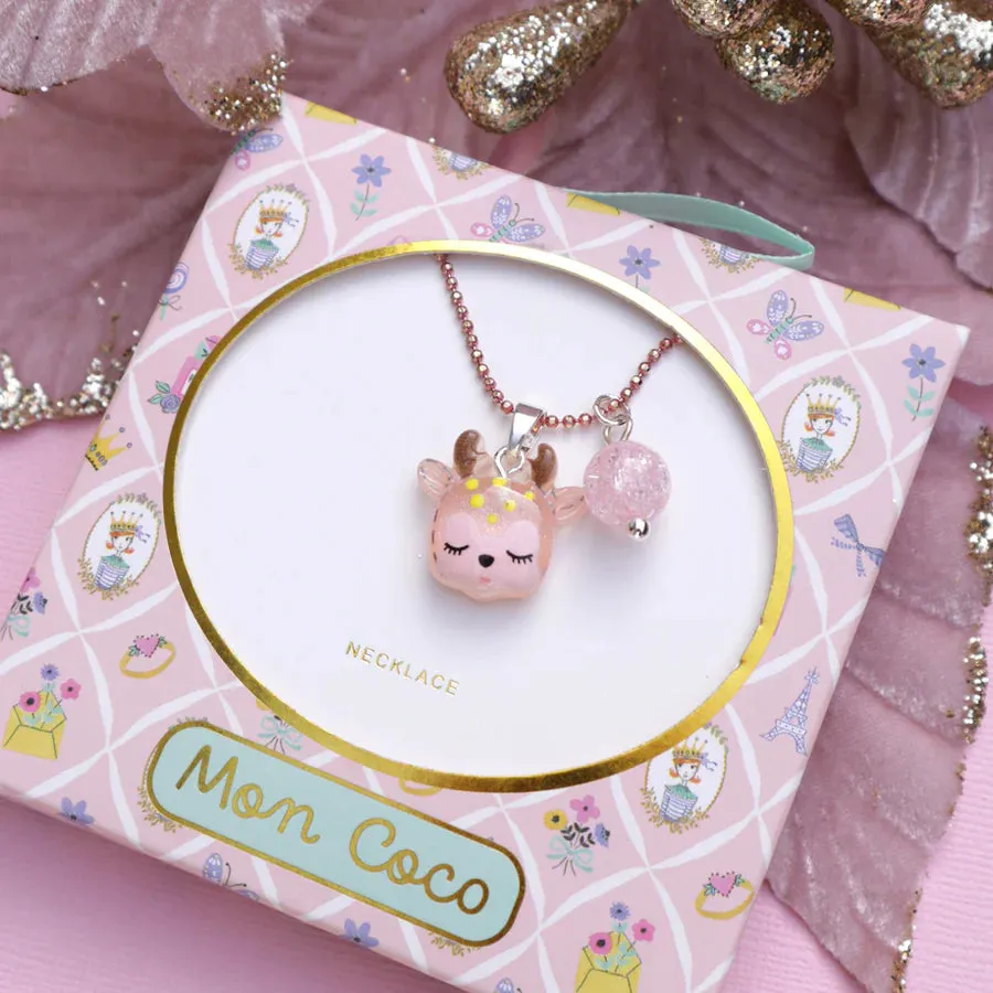 Mon Coco Christmas Necklace - Pink Reindeer