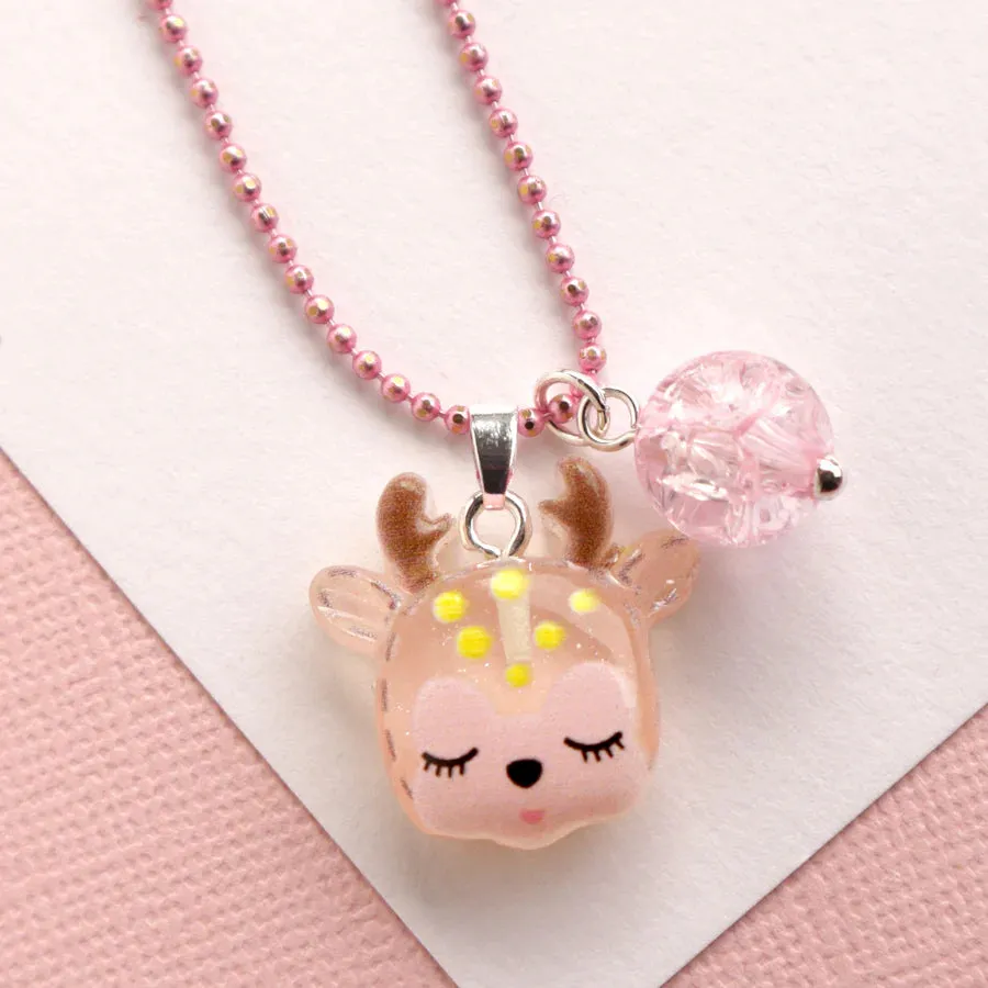 Mon Coco Christmas Necklace - Pink Reindeer