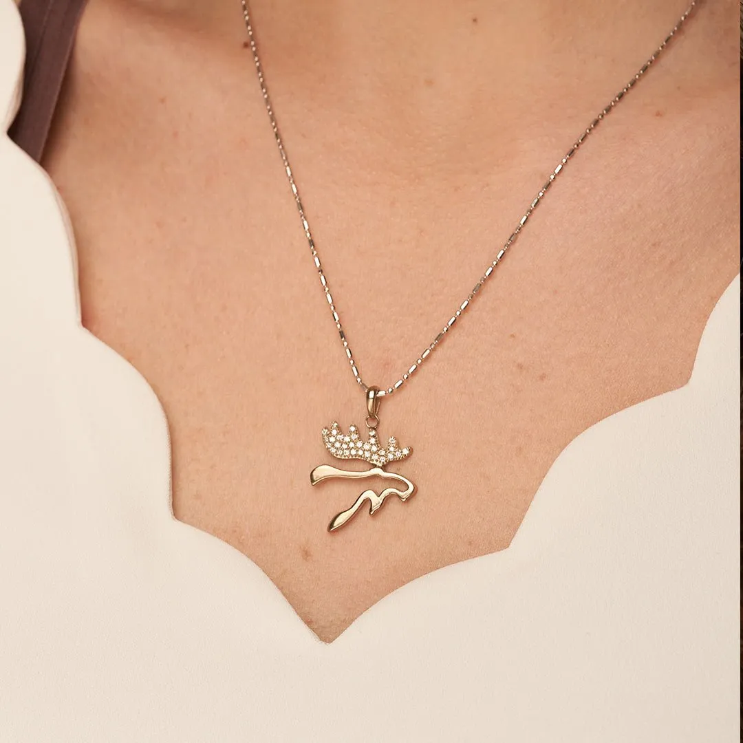 Moose Head Silhouette Necklace