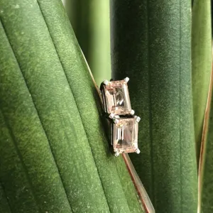 Morganite Emerald Cut Studs
