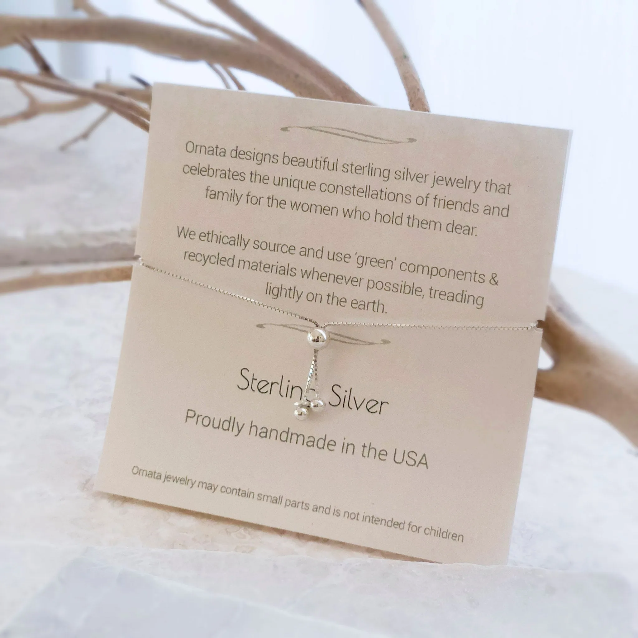 “Mother of Six” Sterling Silver Bolo Bracelet on Personalized Jewelry Card