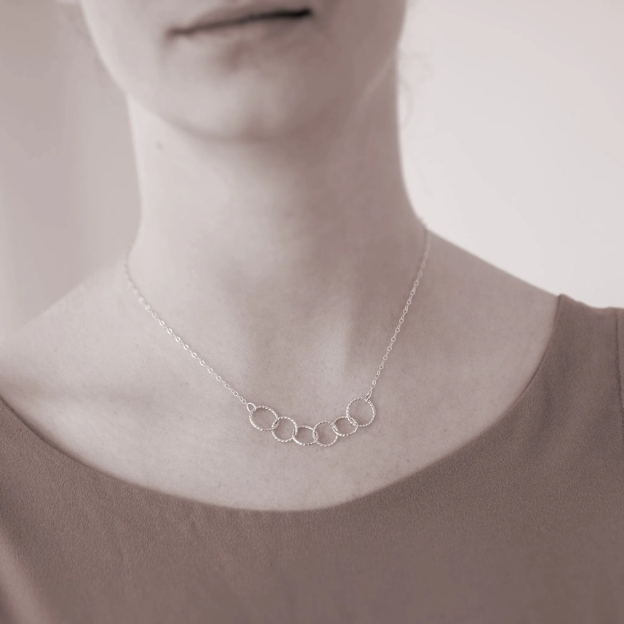 Mother's Day Jewelry - Family of Six Sterling Silver Necklace - Personalized