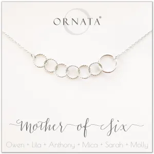 Mother's Day Jewelry - Mother of Six Sterling Silver Necklace - Personalized