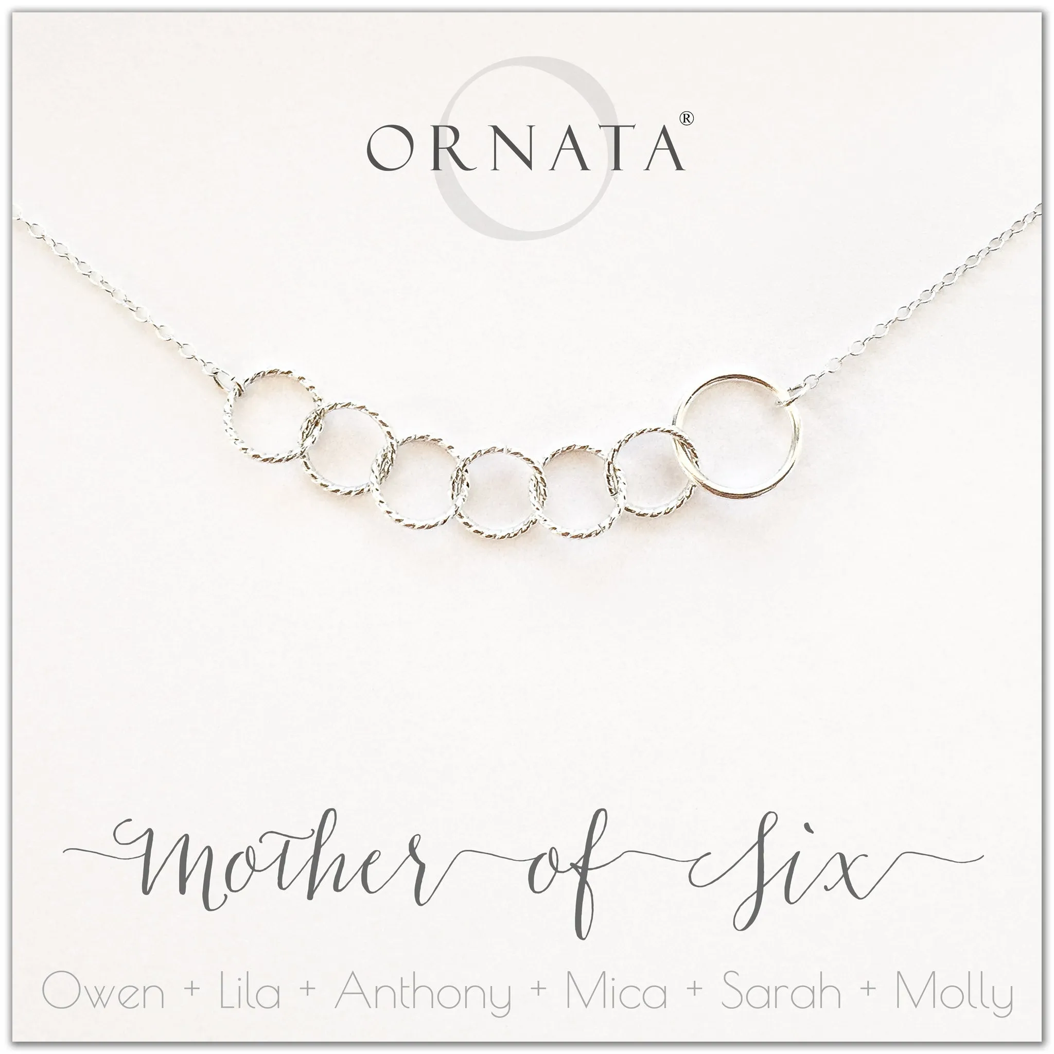 Mother's Day Jewelry - Mother of Six Sterling Silver Necklace - Personalized