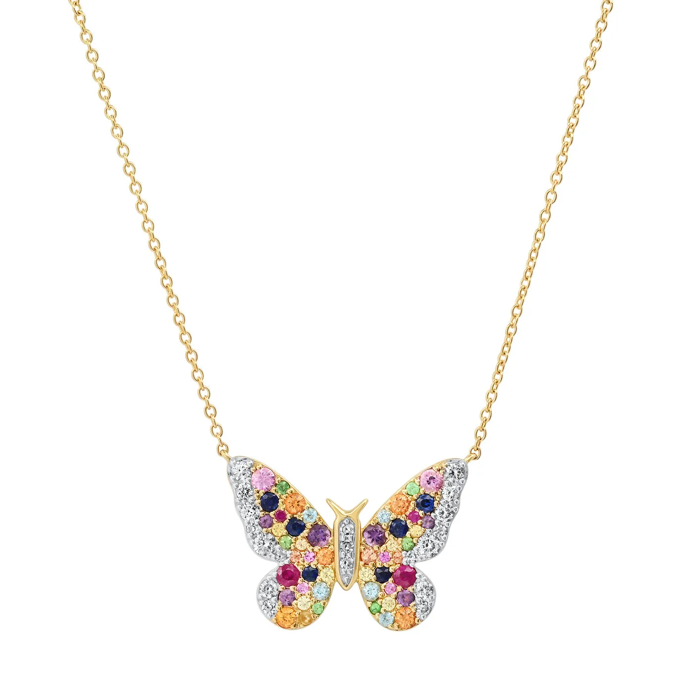 Multi Colored and Diamond Butterfly Necklace