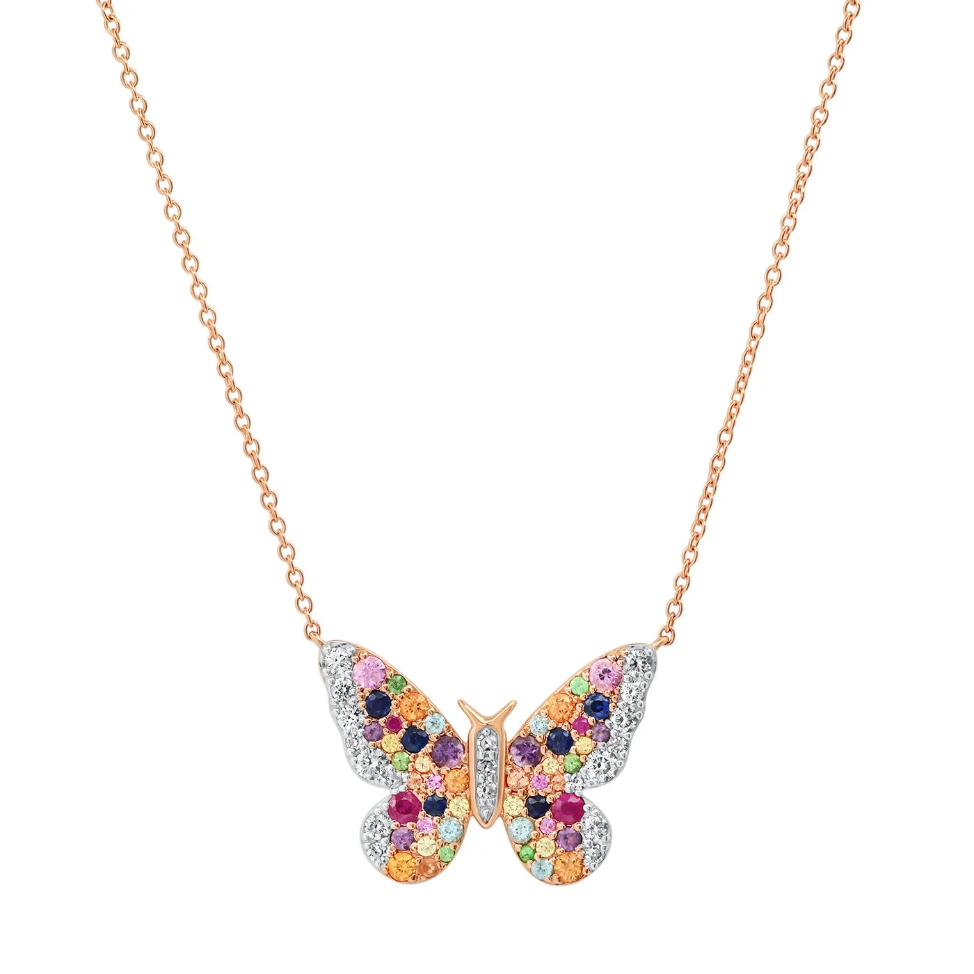 Multi Colored and Diamond Butterfly Necklace