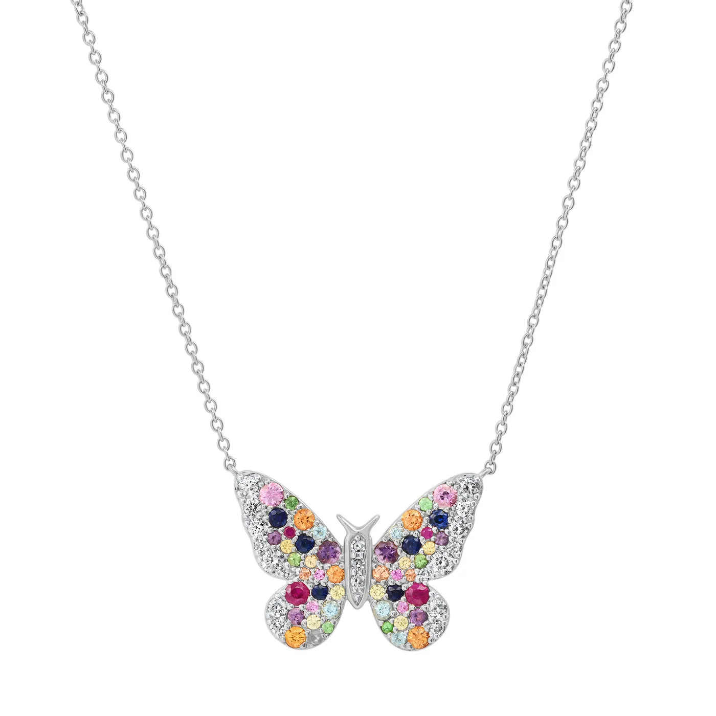 Multi Colored and Diamond Butterfly Necklace