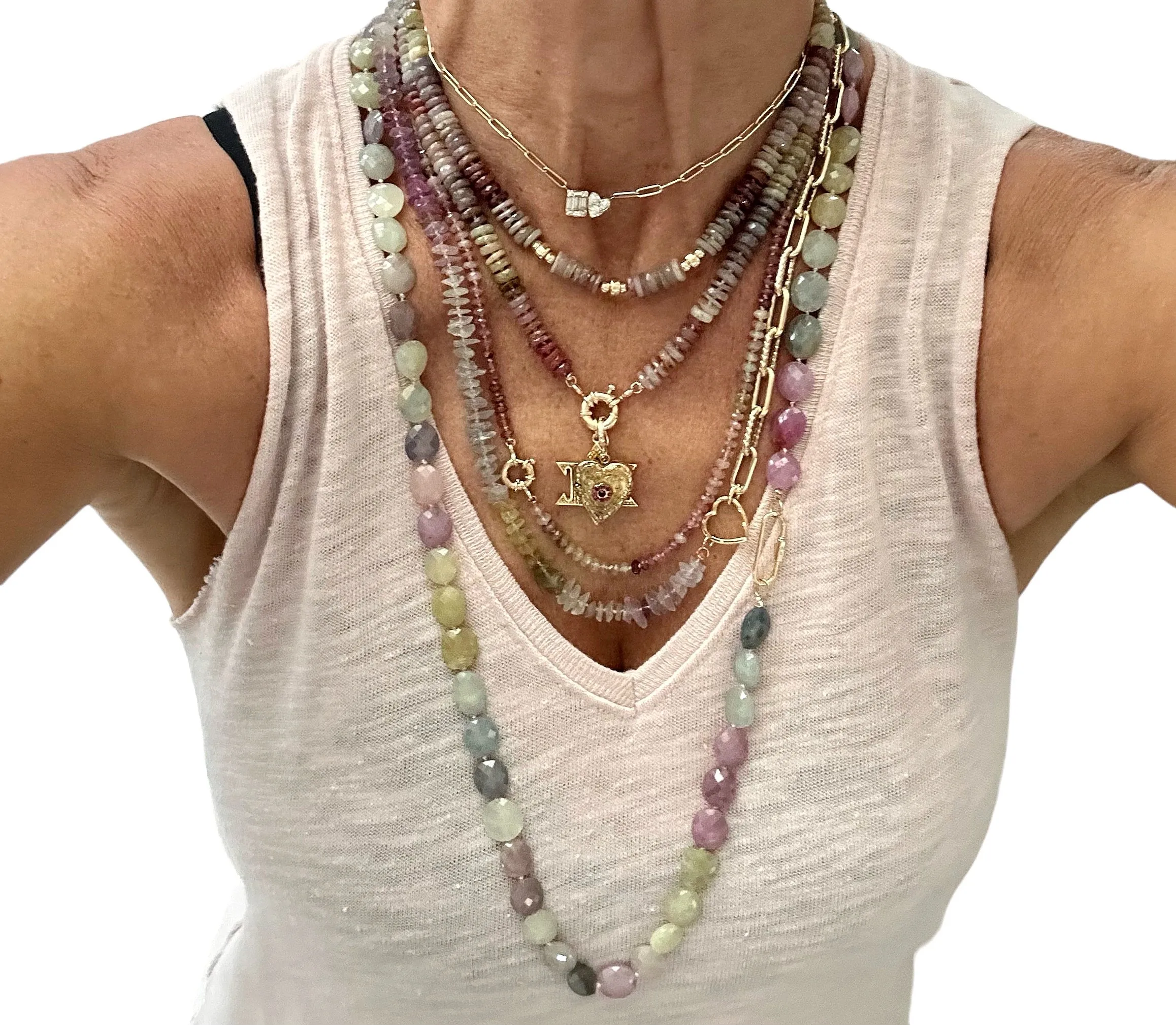 Multi Sapphire Oval Gemstone Necklace
