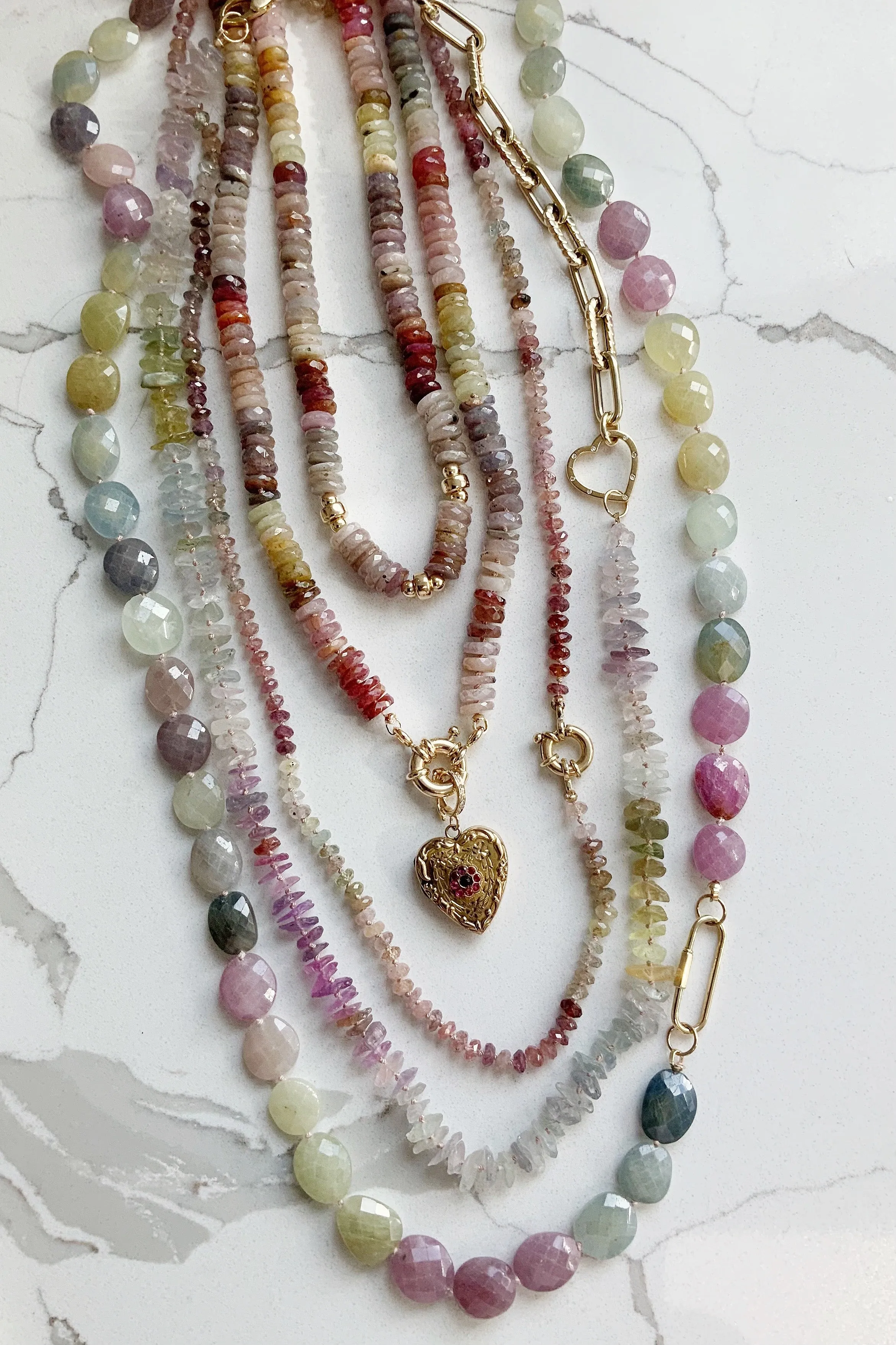 Multi Sapphire Oval Gemstone Necklace