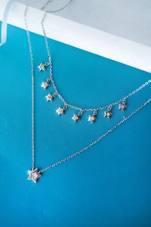 Multilayer Starry Charm Delicate Sterling Silver Necklace