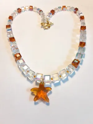 N # 182 November Birthstone. A Beautiful & Elegance Topaz Crystal Necklace.