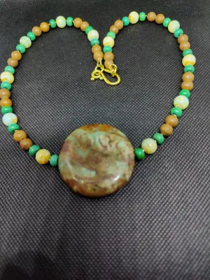 N #184 Green Opal Necklace,  Very Unique October Birthstone.