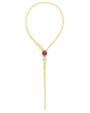 Nanis 18k Yellow Gold Reverse Diamond and Ruby Convertible Necklace