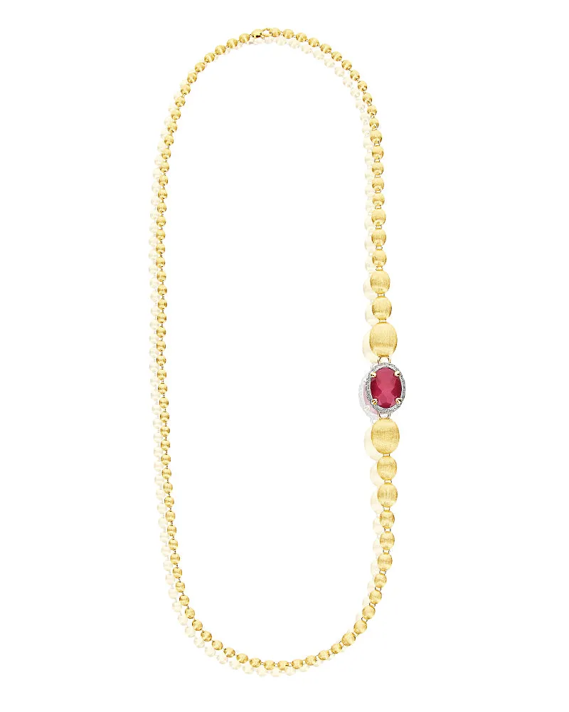 Nanis 18k Yellow Gold Reverse Diamond and Ruby Convertible Necklace