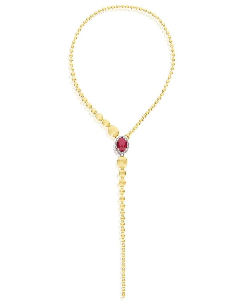 Nanis 18k Yellow Gold Reverse Diamond and Ruby Convertible Necklace