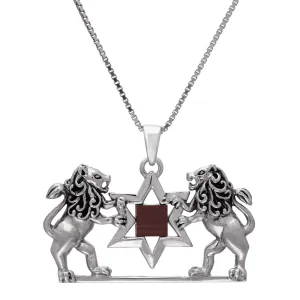 Nano Bible Lion of Judah and Magen David with Jerusalem Bible Torah Pendant Necklace Silver 925 Gift from Holy Land I Religious souvenirs