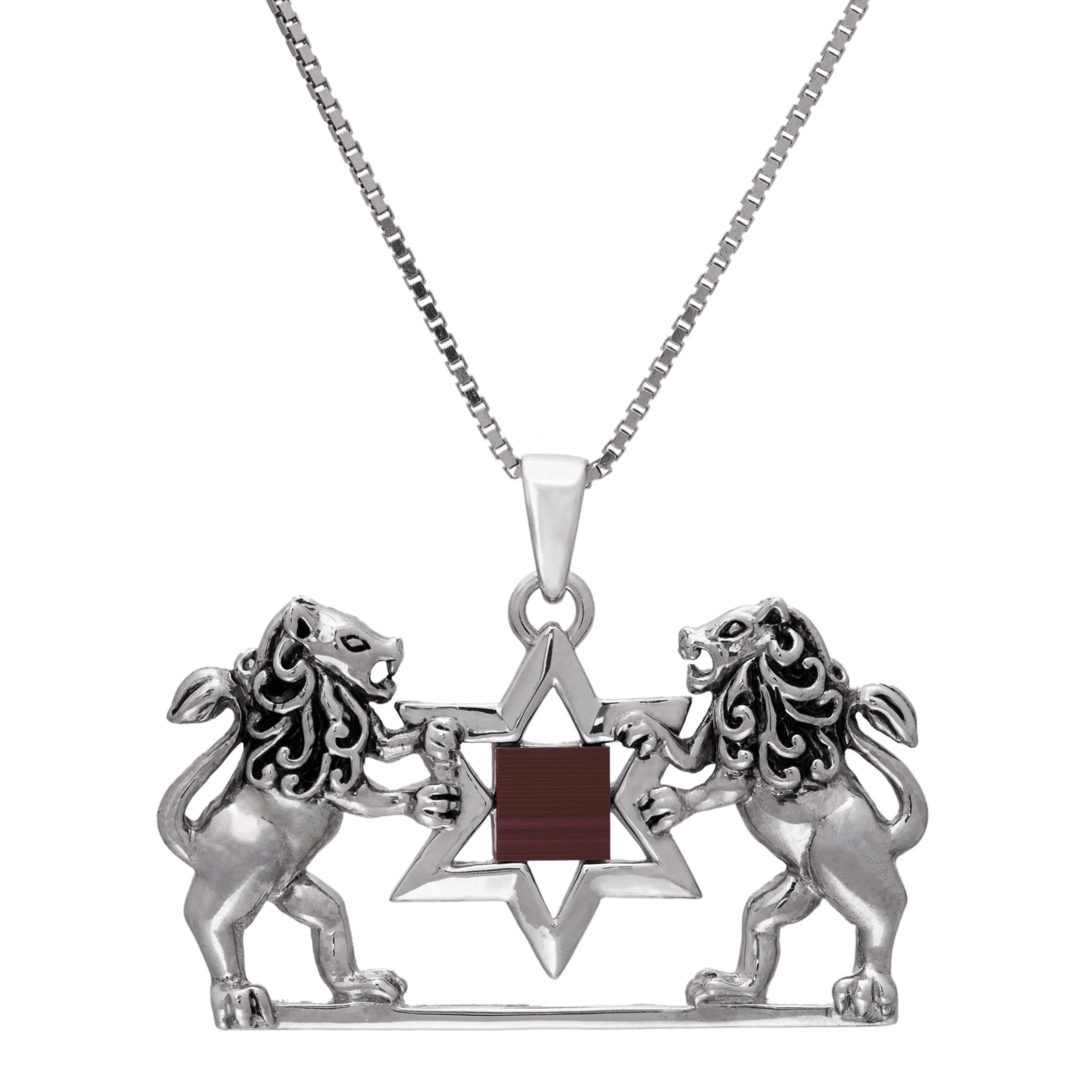 Nano Bible Lion of Judah and Magen David with Jerusalem Bible Torah Pendant Necklace Silver 925 Gift from Holy Land I Religious souvenirs