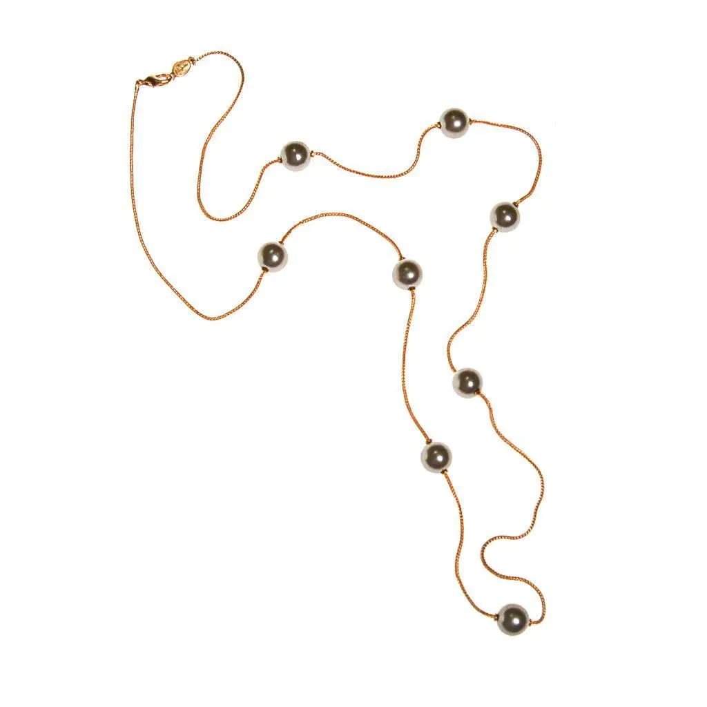 Napier Gold Chain Necklace with Pearl Stations