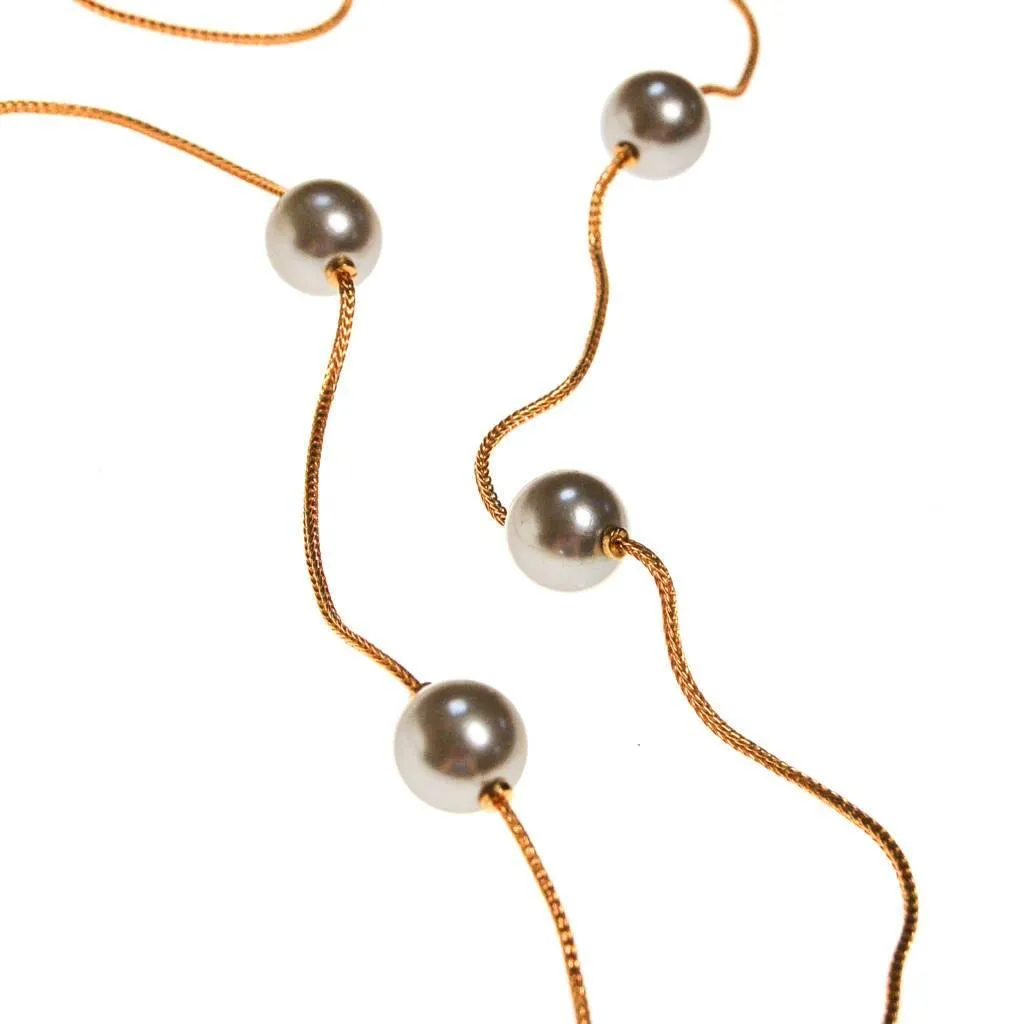 Napier Gold Chain Necklace with Pearl Stations