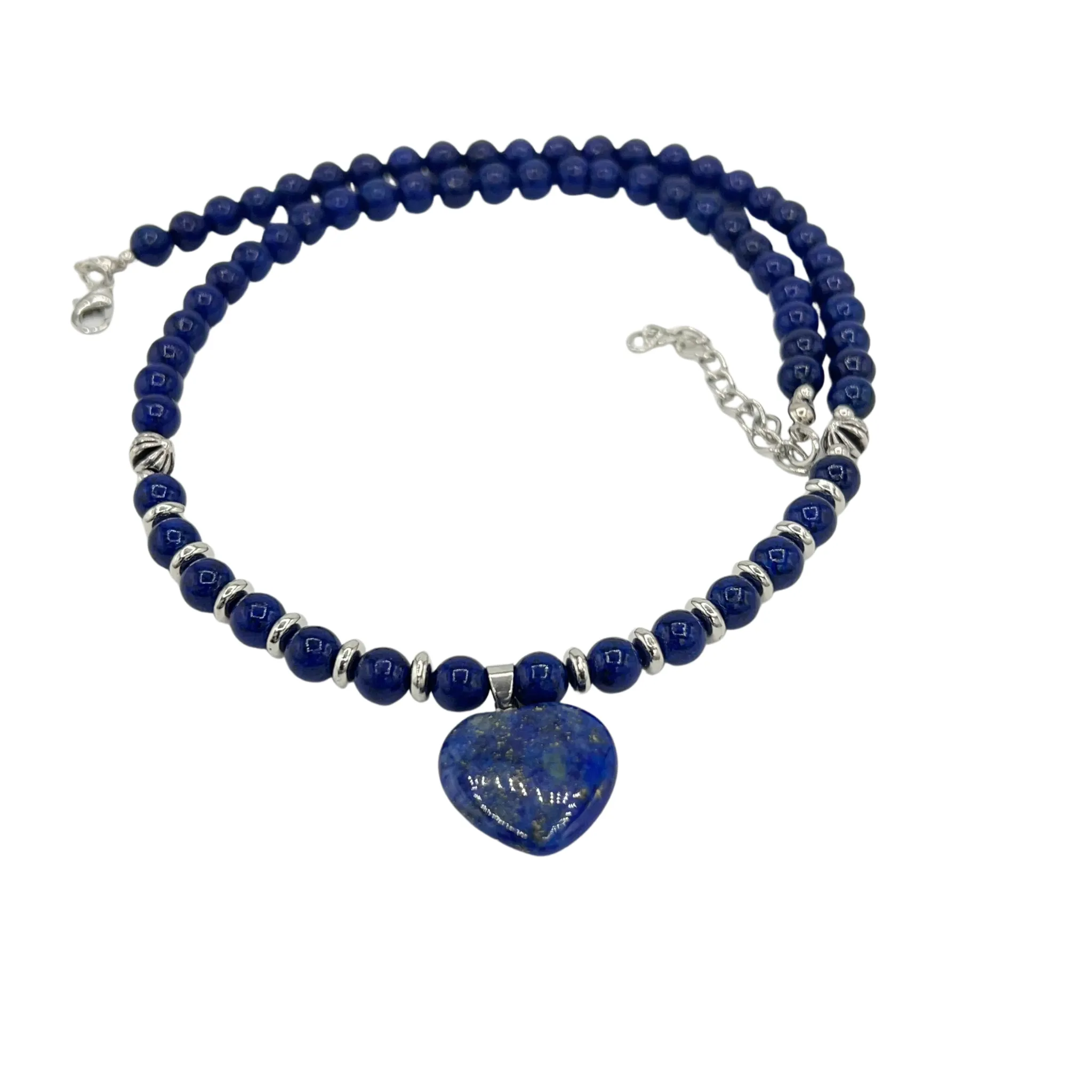 Natural Blue Lapis Lazuli Necklace With Heart Pendant Silver