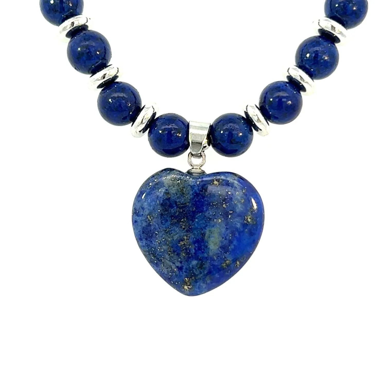 Natural Blue Lapis Lazuli Necklace With Heart Pendant Silver