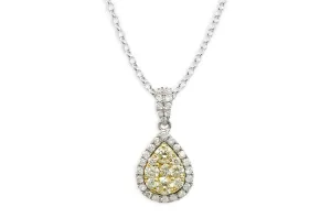 Necklace 14kt Gold Pear Cluster & Halo Diamonds Pendant