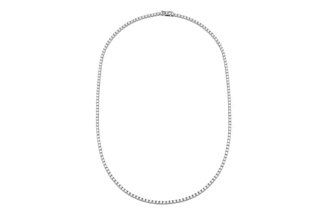 Necklace 18kt Gold Round Diamonds 2.38 cts Tennis 15 inches