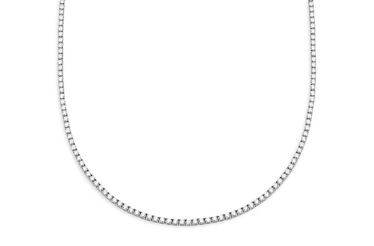 Necklace 18kt Gold Round Diamonds 2.38 cts Tennis 15 inches
