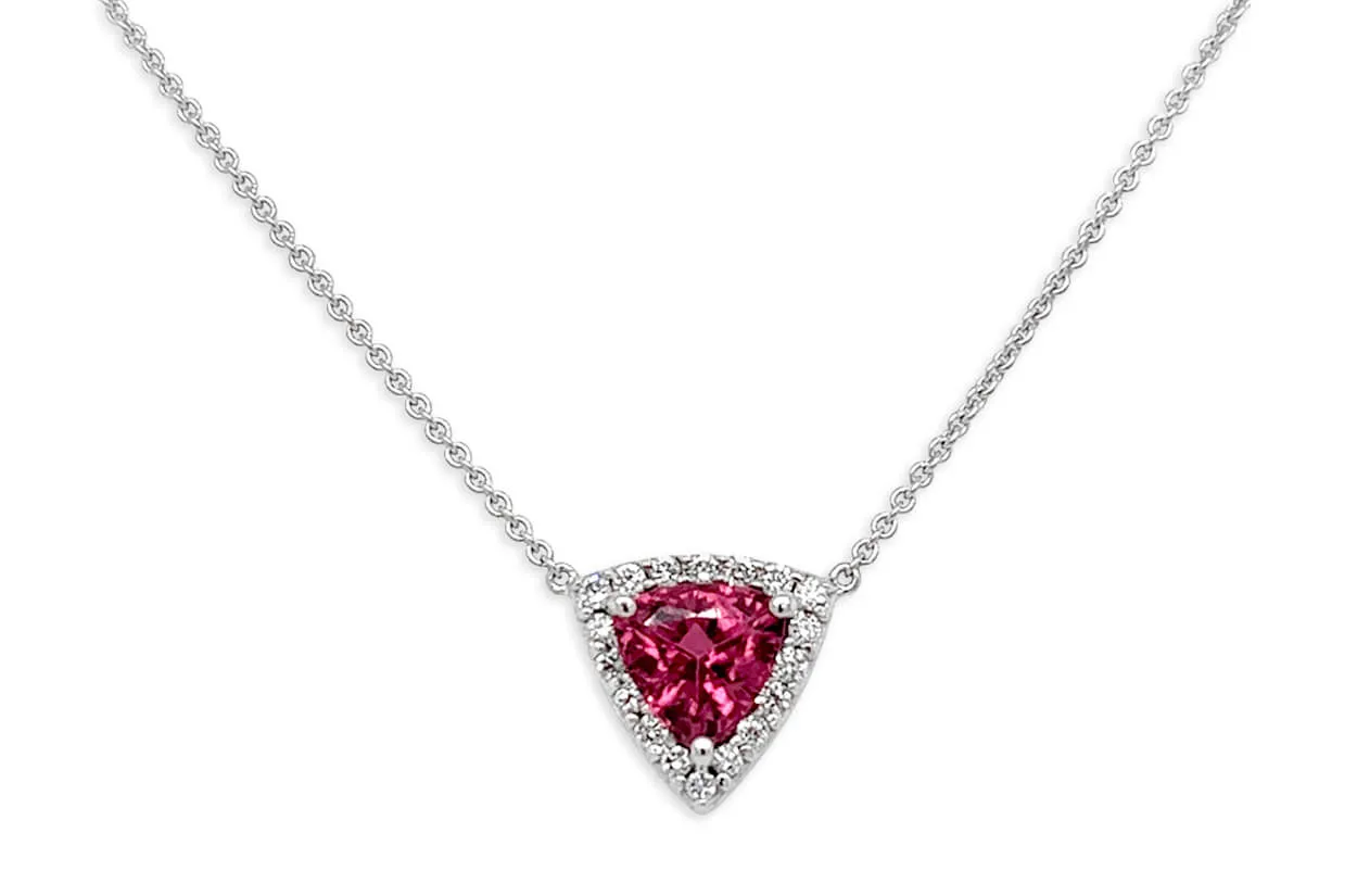 Necklace 18kt Gold Trillion cut Tourmaline & Pave Diamonds