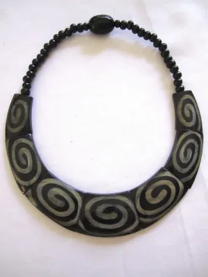 Nepal Bone   Horn Necklace Swirl