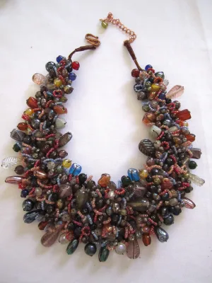 Nepal Handwoven Glass Bib Necklace