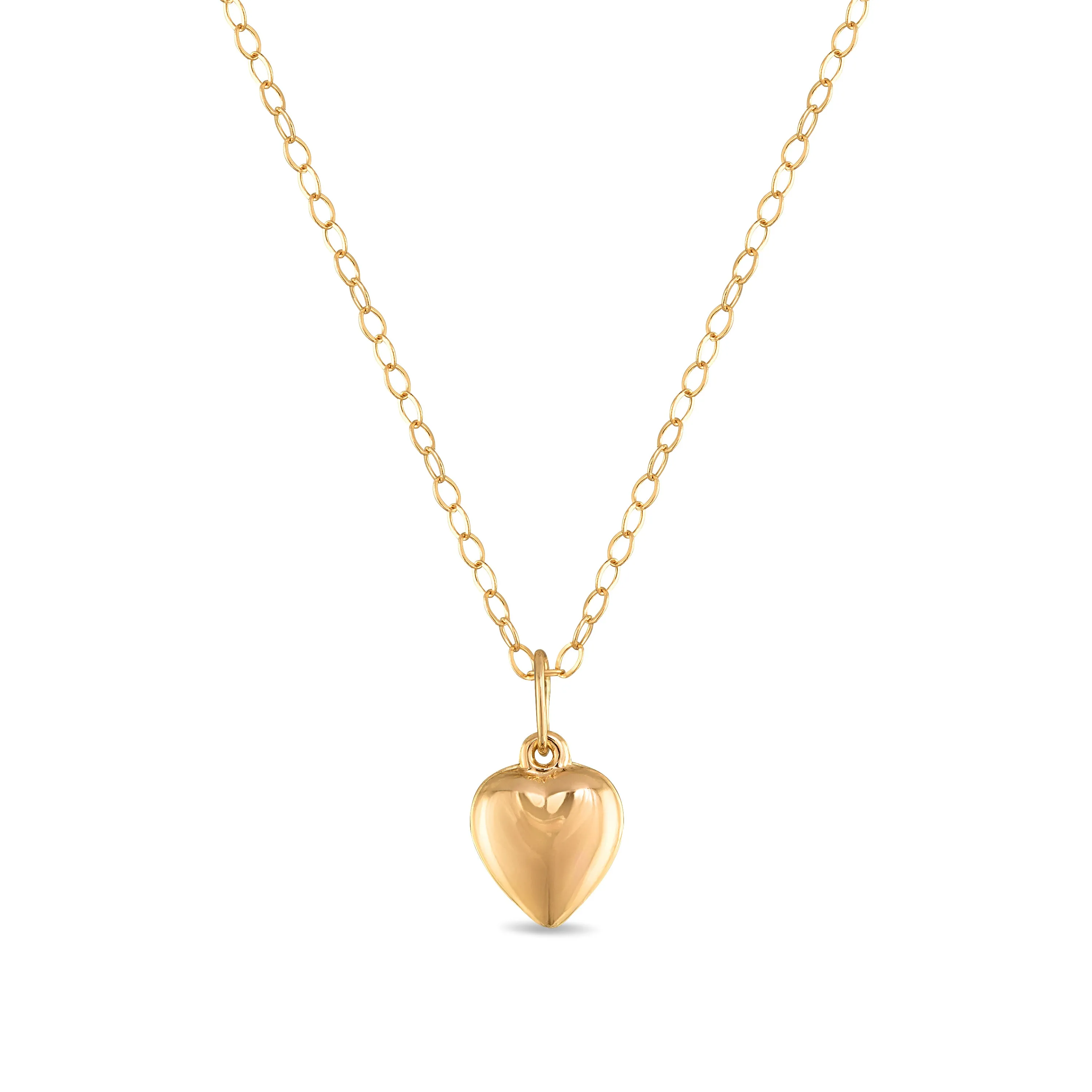 New!  14k Gold Puffed Heart Necklace