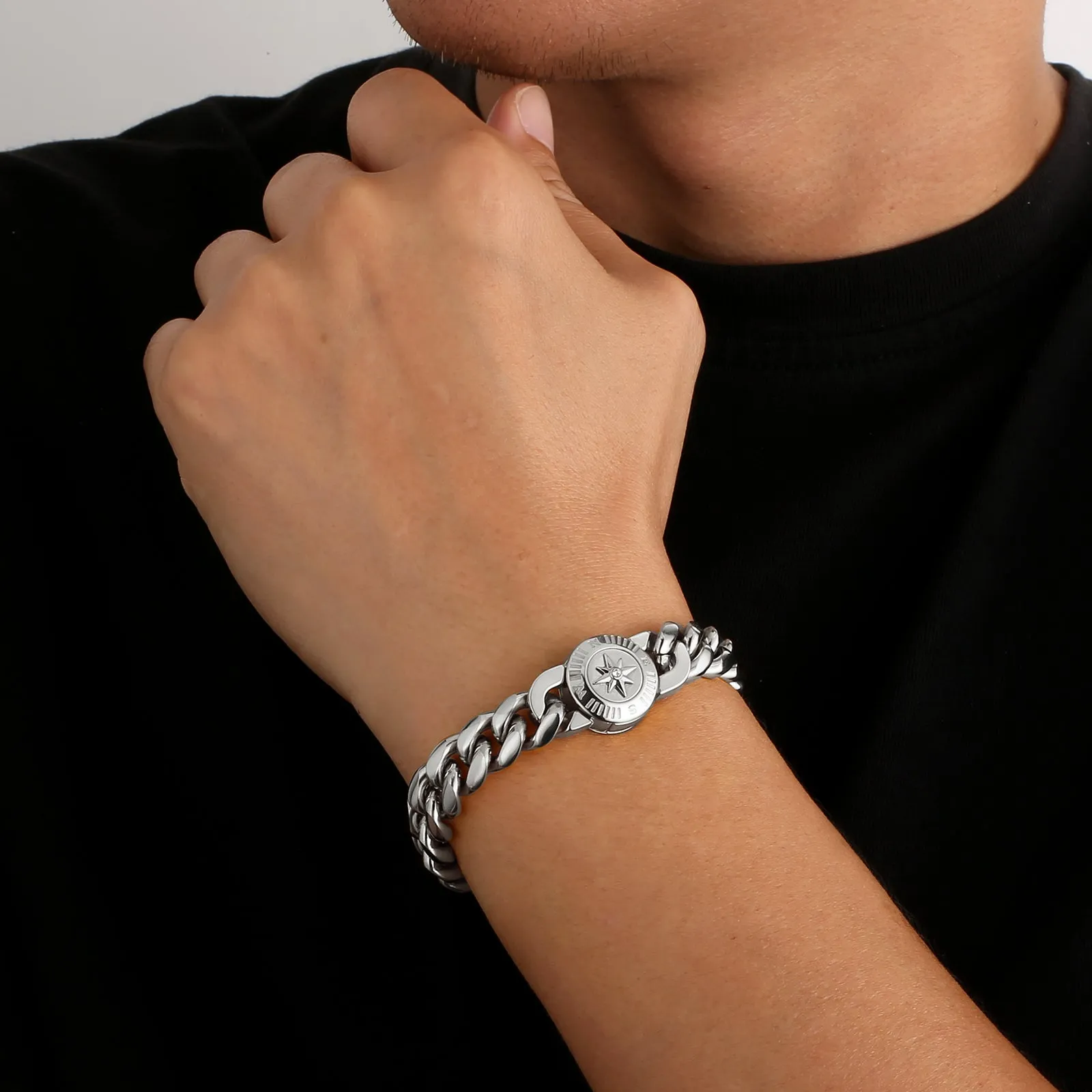 【NEW】12mm Miami Cuban Link Bracelet with Compass Button Clasp