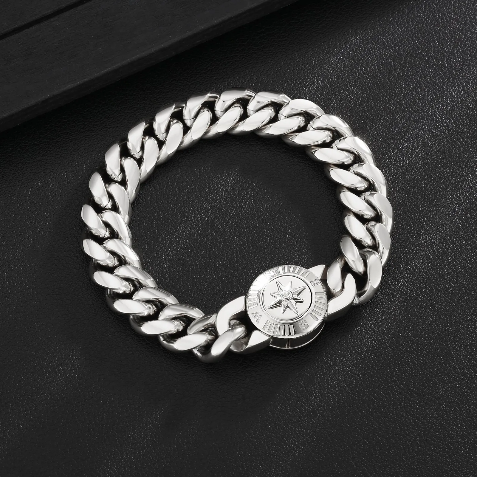 【NEW】12mm Miami Cuban Link Bracelet with Compass Button Clasp