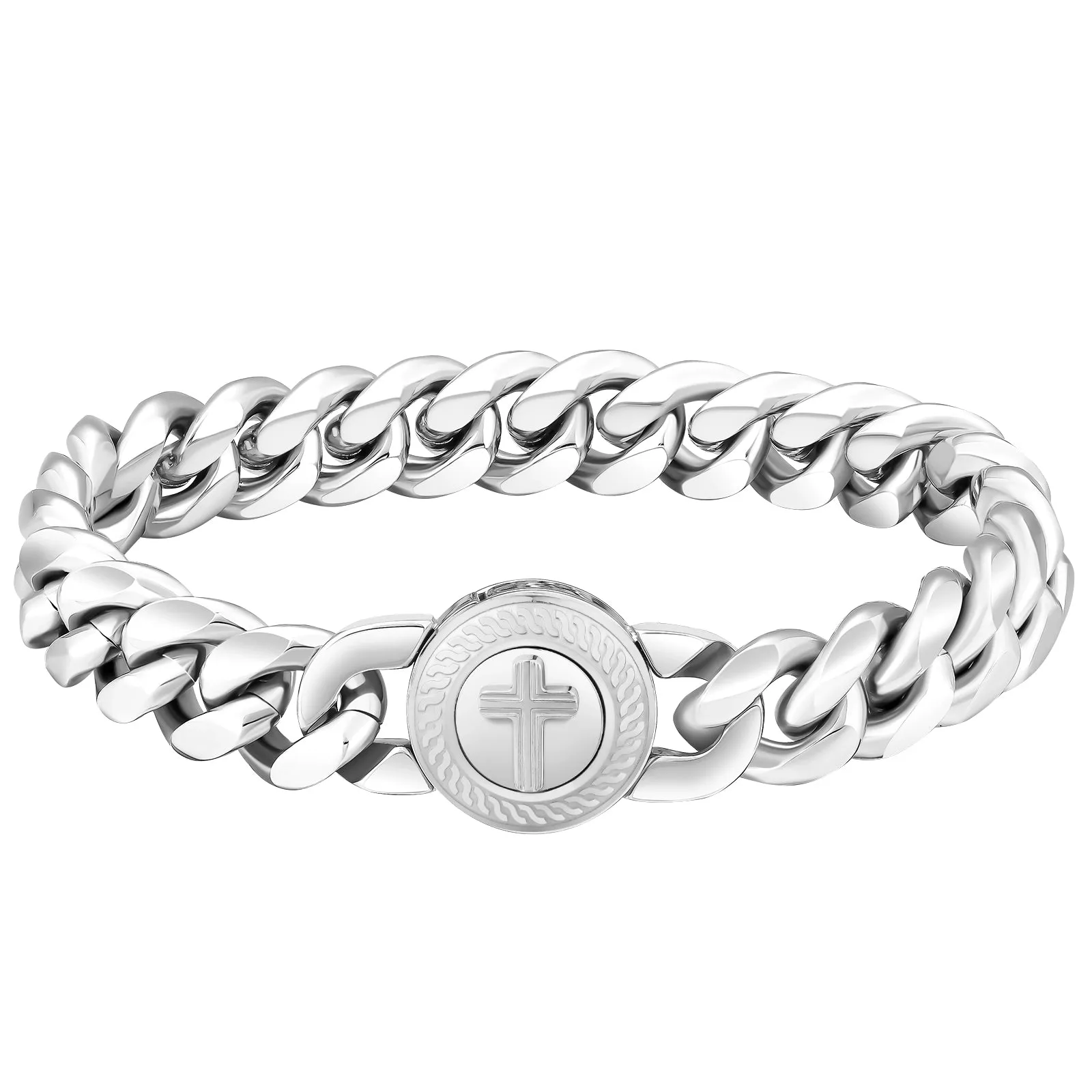 【NEW】12mm Miami Cuban Link Bracelet with Cross Button Clasp