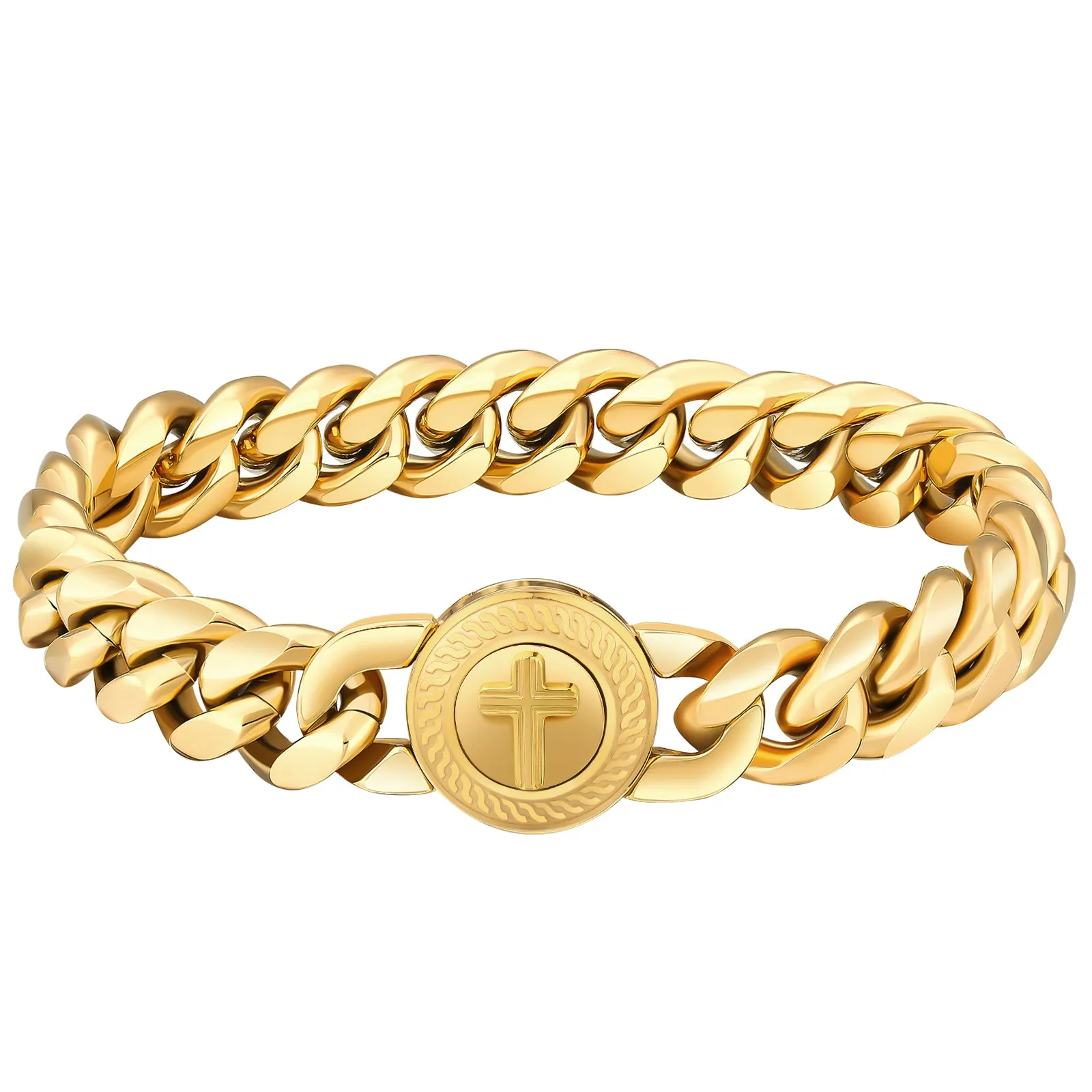 【NEW】12mm Miami Cuban Link Bracelet with Cross Button Clasp