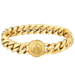 【NEW】12mm Miami Cuban Link Bracelet with Cross Button Clasp