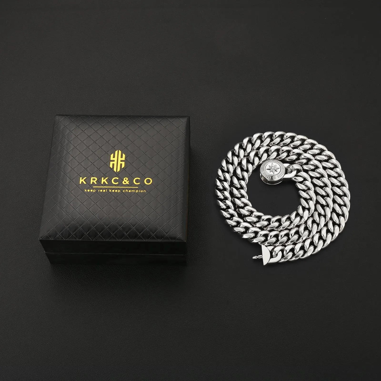 【NEW】12mm Miami Cuban Link Chain with Compass Button Clasp